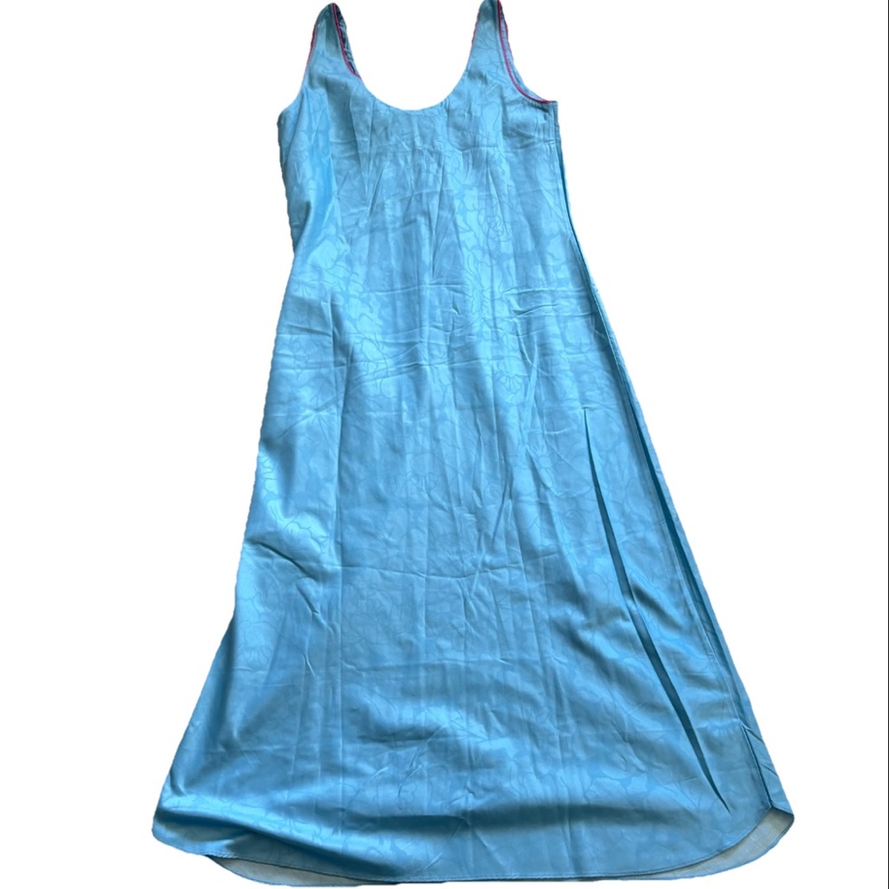 FERNANDO SANCHEZ VINTAGE Elegant Blue Women's Nightgown W/ Pink Piping - Picture 2 of 7